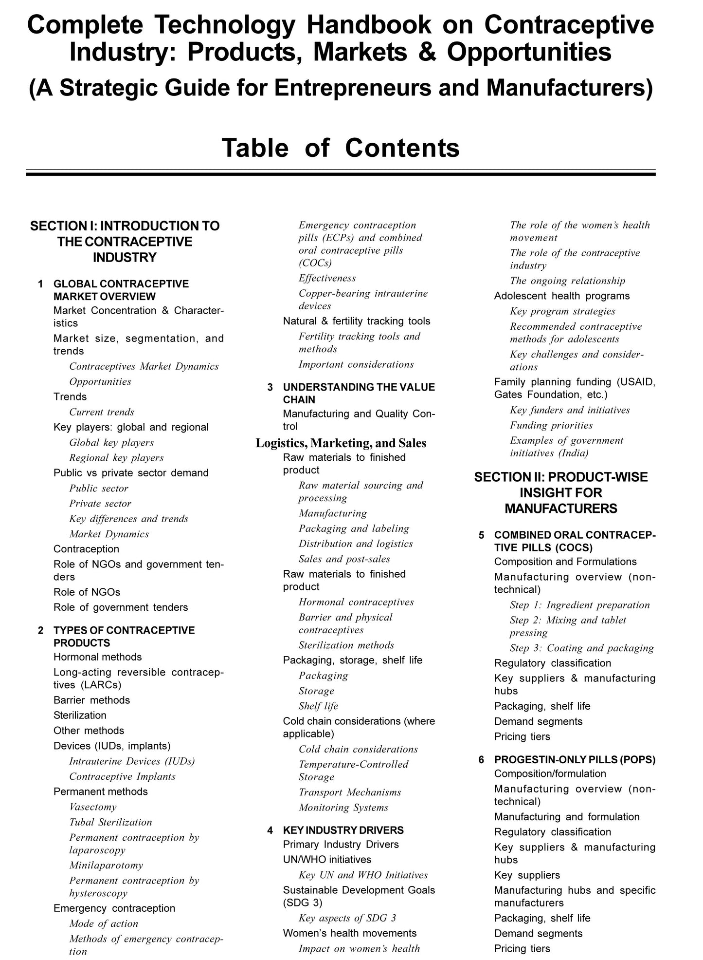 Complete Technology Handbook on Contraceptive Industry: Products, Markets and Opportunities (A Strategic Guide for Entrepreneurs and Manufacturers)